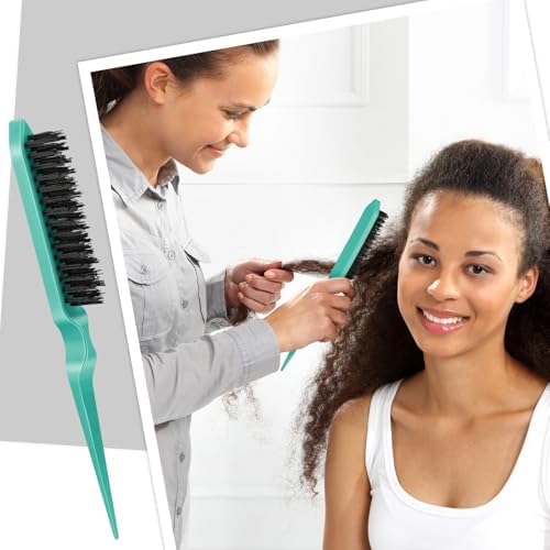 Geiserailie 3 Pcs Slick Back Hair Brush Set Bristle Brush, Yellow,Pink,Cyan - Image 5