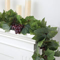 Artificial Grape Leaf Garland Vine Plant, 20 ft, Dark Green by Glitinsel