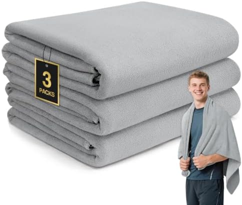 Microfiber Gym Towels for Showering Working Out Quick Dry Negative ions Large Middle Small Sizes Lightweight Gym Towel for Men Women Tennis Sports Towels for Body Hot Yoga Fitness Essentials by SOOWASH