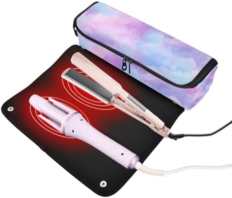 Hair Tools Travel Bag with Heat Resistant Mat Detachable 2-in-1 Curling Iron Travel Case Hot Tools Organizer for Straightener Flat Iron Pink Purple Blue Gradient - Image 2