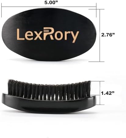 360 Curved Wave Brush For Men - Medium Hard Palm Wave Hair Brushes - Made with Beech Mix Nature Boar Bristle Brush For Black Hair (Black) - Image 5