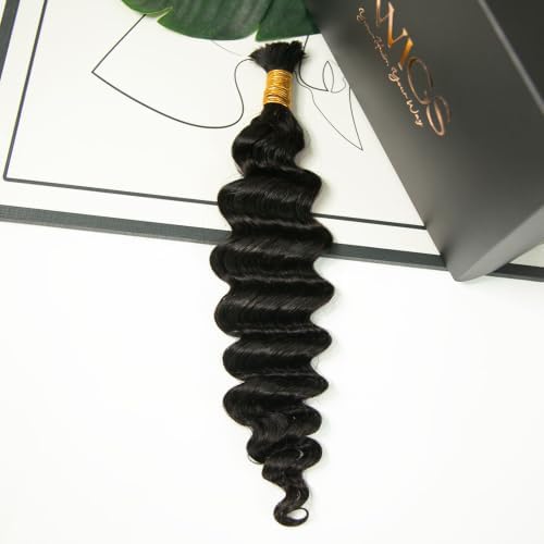 YWIGS Human Boho Hair for Braiding 50G Deep Wave Bulk Human Hair NC 18inch - Image 6