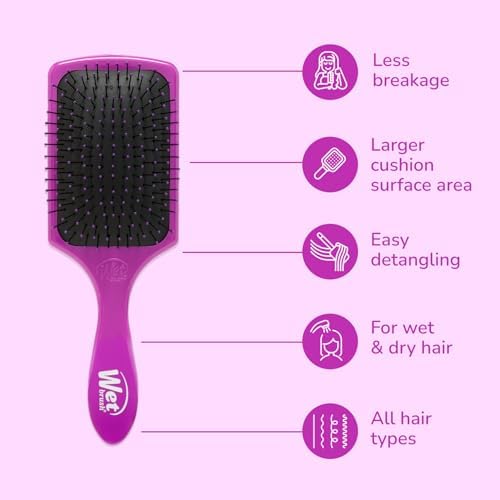 Wet Brush Paddle Detangler Hair Brush, Purple, Ultra-Soft IntelliFlex Bristles with AquaVent Design, Great For Treatment & Mask Application, Women, Men, Wet, Dry and Damaged Hair - Image 4