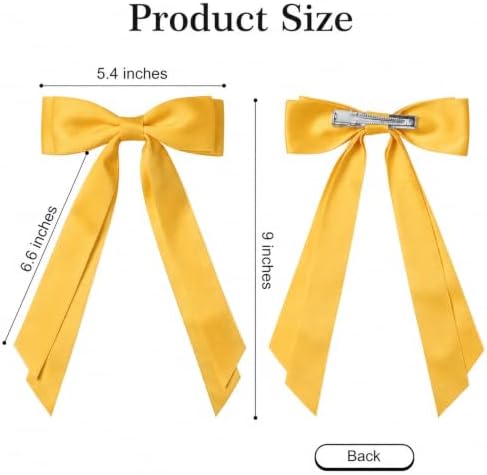 2PCS Yellow Hair Bows, Large Ribbon Bow Hair Clips for Girls Women Cute Ponytail Holder Accessories for Toddlers Kids Teens - Image 4