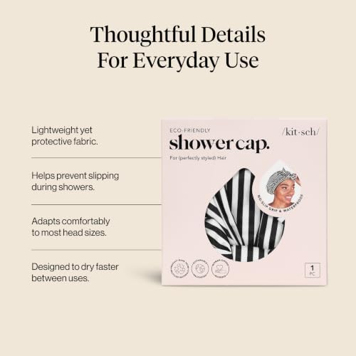 Kitsch Luxury Large Shower Cap for Women - Stripe - Image 3