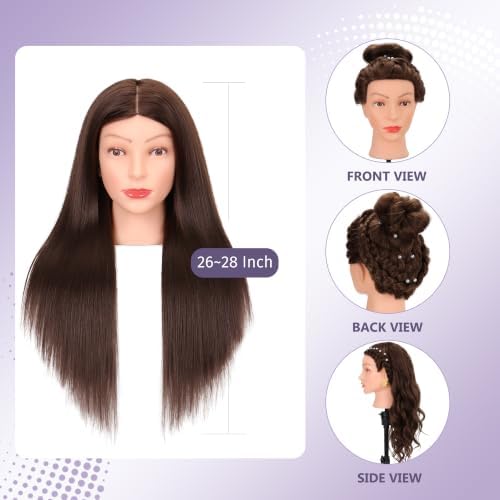 Mannequin Head 80% Human Hair 26-28" #4 for Braiding & Cosmetology - Image 5