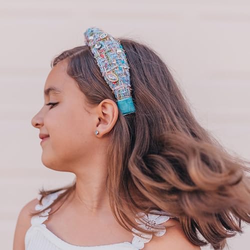 FROG SAC Knot Headband for Girls, Knotted Headbands for Toddler Kids, Rainbow Beaded Unicorn Hair Accessories, Halloween Christmas Stocking Easter Basket Stuffers (Blue Multicolor) - Image 3