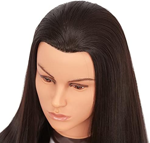 26-28'' Mannequin Head Yaki Synthetic Fiber Hair Styling Training Head Dolls for Cosmetology Manikin Maniquins Practice Head with Stand (9926LB0220) - Image 3