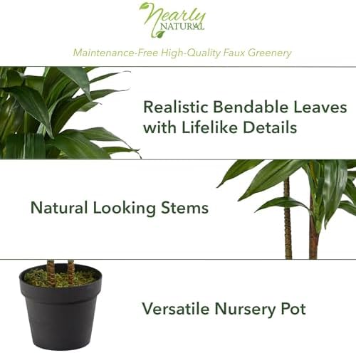 Nearly Natural 48 in Artificial Dracaena Real-Touch Plant with Pot - Image 2