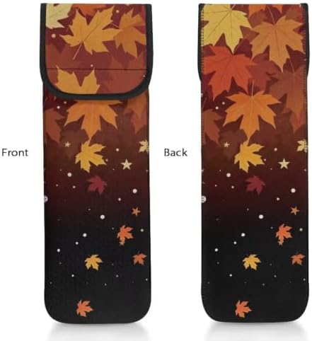 Thanksgiving Maple Leaves Flat Iron Case Heat Resistant Neoprene Curling Iron Cover Bag with Pocket Curling Iron Organizers and Storage for Flat Iron, Straightener, Curling Wand/Curling Iron - Image 3