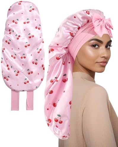 AWAYTR Reversible Long Satin Hair Bonnet for Braids Sleeping Women by AWAYTR