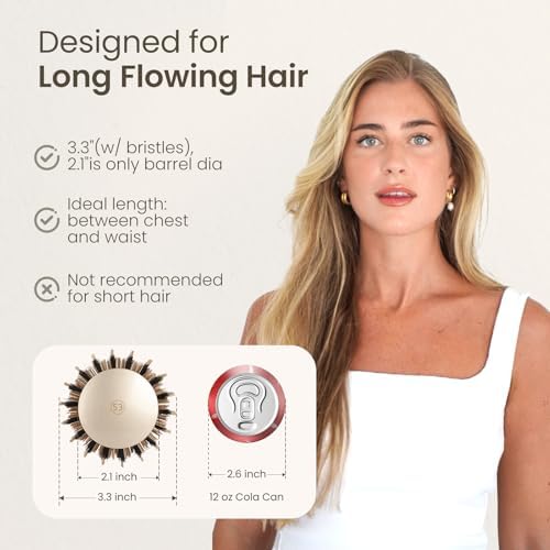 AIMIKE Round Hair Brush, Nano Thermal Ceramic & Ionic Tech, 2.1 Inch Barrel with Boar Bristles for Enhanced Texture, Golden, Hair Drying, Styling, Curling and Shine + 4 Free Clips - Image 3