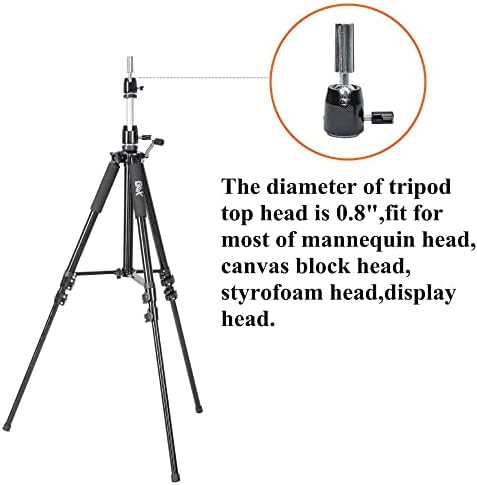 GEXWORLDWIDE GEX 63" Heavy Duty Mannequin Tripod Stand for Wig Cosmetology Training Practice Doll Manikin Head Tripod Wig Stand With Travel Bag (Black) - Image 5