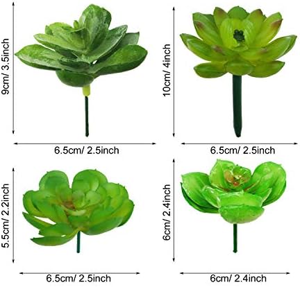 Woohome 20 PCS Artificial Succulent Plants, Green Fake Succulent, Unpotted Faux Succulent Assortment in Flocked Blue in Different Type for Birthday Home Decor Indoor Wall Garden DIY - Image 3