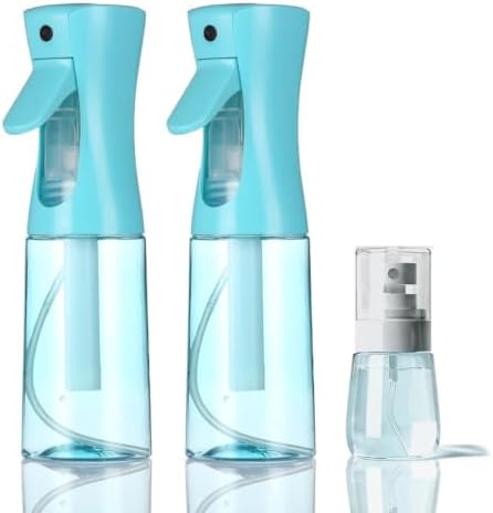 3 Pack Spray Bottles, 2-Pack Continuous Spray Bottles,Fine Water Mist Spray Bottles for Hair 6.8 OZ (200 ML) and 1oz 30ml Travel Spray Bottle Mister for Cleaning,Hairstyling,Plants,Barbers,Pets Blue by Unknown