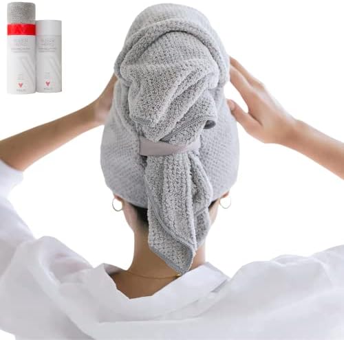 VOLO Super Hero XL Hair Towel | Super Absorbent Quick Dry Nanoweave | Reduces Dry Time by 50% | Large Wrap for All Hair Types (Super Hero Luna Gray - Tube) by VOLO
