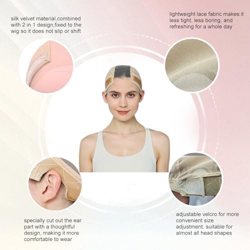 Xiushumyi Wig Cap Lace Wig Grip Cap for Keeping Wigs in Place Wig Cap with Grip Band Make Your Wigs Glue Free Non-Slip Wig Caps for Women (Nude, S) - Image 2