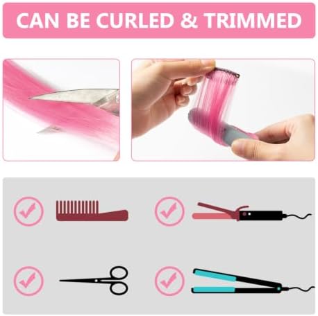 Pink Hair Extensions Clip in Colored Hairpieces Party Gift 14 PCS - Image 5