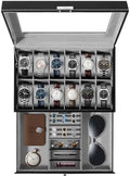 Uten Watch Box 12 Slots, PU Leather Watch Display Case with Jewelry Drawer by UTENHOMEGOODSCENTER