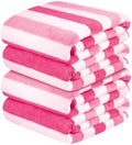 JML Microfiber Bath Towels Set of 4, 30" x 60", Cabana Stripe Pink by JML