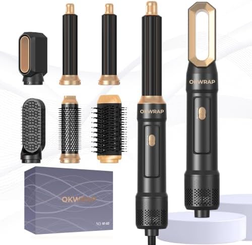 OKWRAP 6 in 1 Blow Dryer Brush and Auto Wrap Hair Styler by OKWRAP