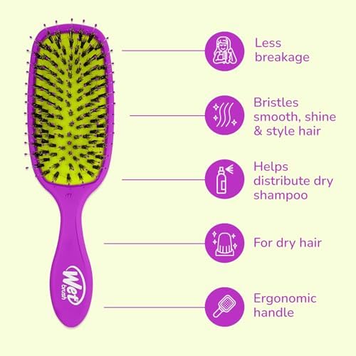 Wet Brush Shine Enhancer Hair Brush, Purple - Exclusive Ultra-soft IntelliFlex Bristles - Natural Boar Bristles Leave Hair Shiny And Smooth For All Hair Types - For Women, Men, Wet And Dry - Image 5