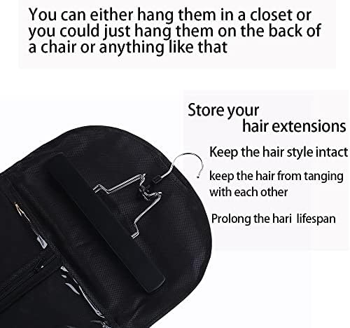 Hair Extensions Hanger with Storage Bag Hairpieces Storage Holder Wigs Carrier Case for Store Style Hair Black Color - Image 6
