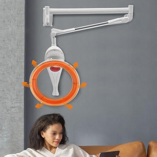 Orbiting Hair Dryer Wall Mount, 950W Temperature Adjustable Rotating Wall Mount Hair Color Processor with Timer Professional Infrared Hair Dryer Hair Perming Treatment Machine for Salon SPA (White) - Image 3