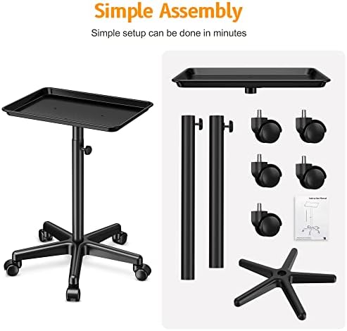 Aluminum Salon Tray Cart with Wheels, Adjustable Trolley - Image 5