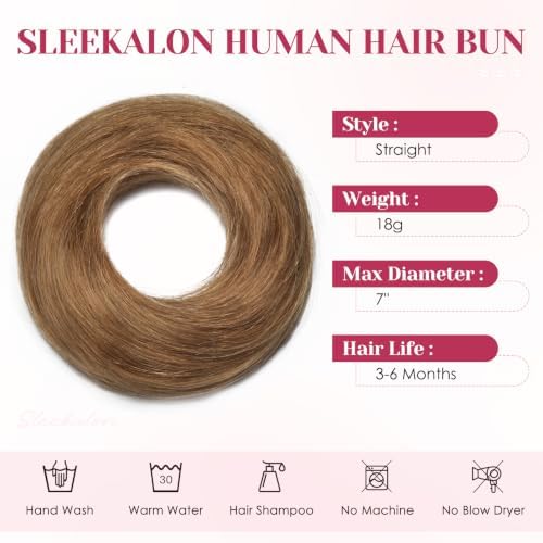 Messy Bun Hair Pieces Human Hair, Straight #06 Bleach Blonde - Image 3