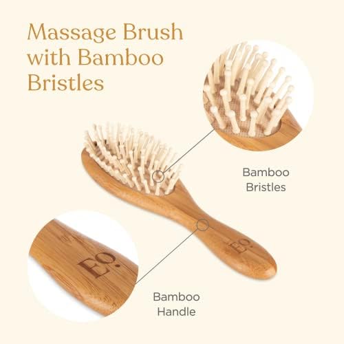 ELLAOLA Natural Bamboo Hair Brush & Comb Set, 3 Piece - Cradle Cap Brush, Massage Hair Brush, Bamboo Comb for Toddlers, Newborns & Infants I Baby Registry Gift - Image 5