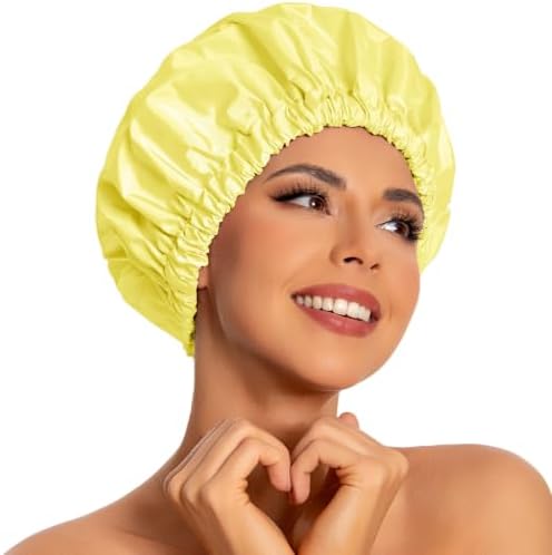Edoneery Shower Caps for Women Reusable Waterproof, Shower Hair Cap by Edoneery