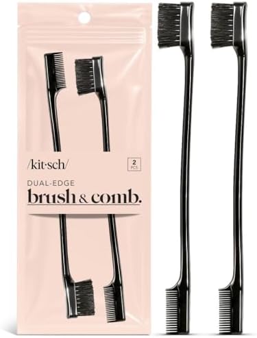 Kitsch Double Sided Edge Brush for Women – 2 Pcs, Black - Image 2