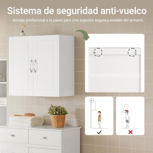 Haotian Wall Cabinet, Bathroom Storage, 23.6 x 11.8 x 23.6 in, MDF, White - Image 4