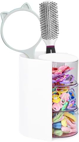 Luscinia Hair Accessories Organizer With Hair Brush Holder, White, 3-Layer by Luscinia