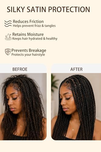Extra Large Satin Bonnet for Braids Locs & Long Hair No Slip Tie Band Stays On All Night Sleep Cap Won’t Flatten Hair - Image 5