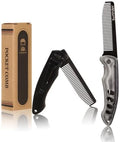1PC Wooden Beard Comb for Men - Folding & Secure Lock & Pocket clip, 0.12lb by MenGate
