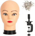 Bald Mannequin Head Female Professional Cosmetology Training Mannequin Bald for Wig Making and Display Afro American Mannequin Head with Free Clamp Stand (beige) by Unknown