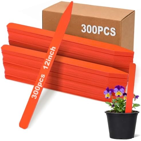 Weysat 300 Pcs 12" Wood Plant Labels for Field or Containers Plant Tags Wood Garden Labels for Seedling Stakes Markers Nursery Seed Tags with Smooth Surface for Pot Herbs Flowers Vegetables (Orange) by Weysat