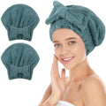 SUNLAND Large Microfiber Hair Drying Caps with Bow Knot 2 Pack Green by SUNLAND