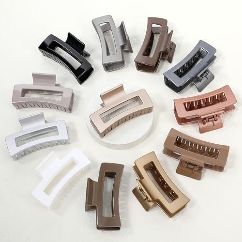 Sisiaipu 3.5 Inch Medium Hair Claw Clips 12 Pcs Square Claw for Thick and Thin Hair Rectangular Rectangle Hair Clips Jaw Clips Bulk Hair Accessories for women and Girls (Gold) - Image 4