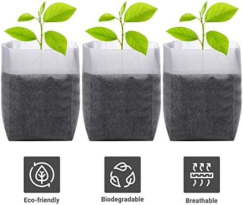 GREANER 200 PCS Nursery Grow Bags, 7.8x8.6 inch Fabric Seedling Plant Grow Bags, Vegetables Fabric Plant Pots for Gardening Seed Starts - White - Image 3
