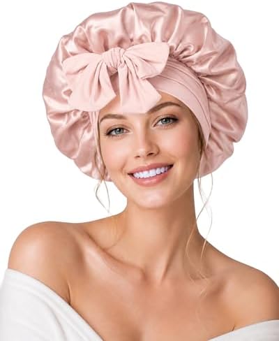Silk Bonnet for Sleeping Satin Hair Bonnet Double Layer Adjustable Sleep Cap with Elastic Tie Band by BESTCHOICEFORYOU%EF%BC%81