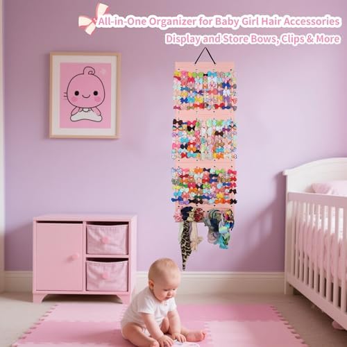 PACMAXI Baby Girl Hair Bows Holder, Hair Clips Storage Hanger For Ribbons - Image 2