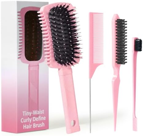 Auhrjomra Curl Defining Brush Pink, Volume Curly Hair Brush for Effortlessly Detangling Shaping and Styling Women's Curls, Waves & Coils, Curly Hair Products, Reduce Frizz by Unknown
