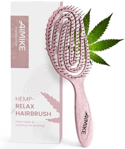 AIMIKE Hemp-Relax Detangling Hair Brush for Wet & Dry Hair, Pink by AIMIKE