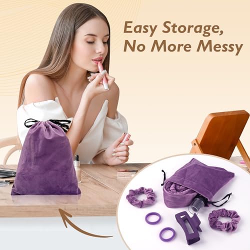 70" Heatless Curls Overnight, Soft Velvet No Heat Hair Curlers to Sleep In, Heatless Hair Curler Overnight Curls Curlers for Long Medium Hair Volume, 8 PCS Heatless Curl Curling Set - Black - Image 4