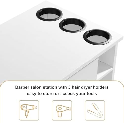 4ever2buy Salon Stations for Hair Stylist, White Barber Hair Salon Station - Image 4