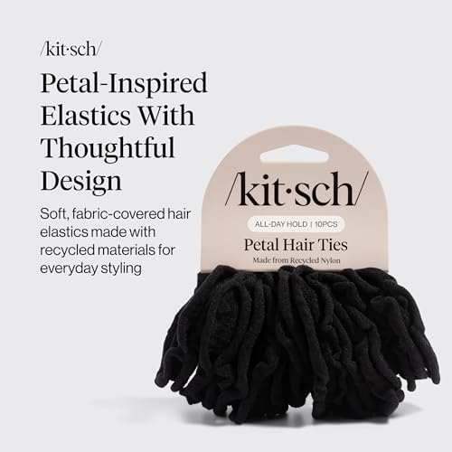 Kitsch Petal Hair Ties No Damage - Black, 10pcs - Image 2