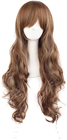 MapofBeauty Lolita Long Curly Clip on Ponytails Cosplay Wig, Brown/Khaki - Image 4